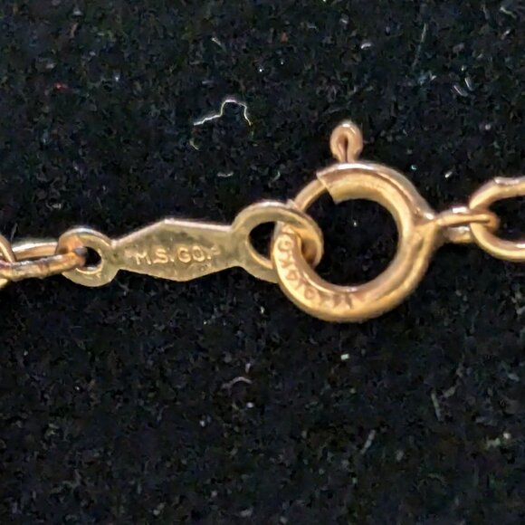 14K Gold Fill Pearl Teardrop Blue Necklace Delicate Preppy Gift Quiet Luxury - Picture 4 of 11